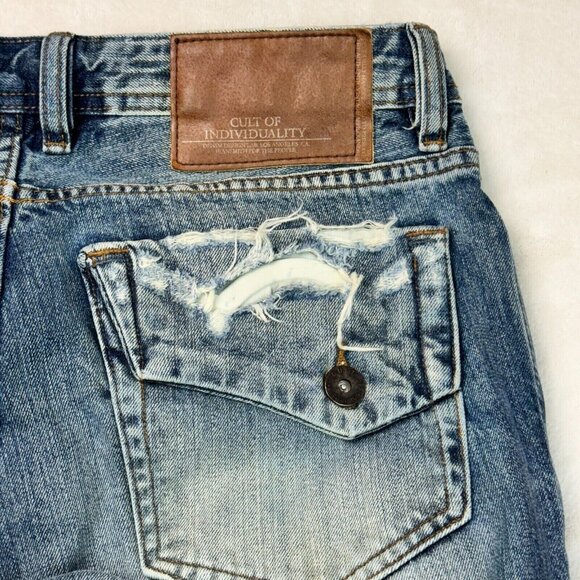 Cult of Individuality Hagen Relaxed Selvedge Distressed Button-Fly Jeans W32 L34 - Picture 13 of 16